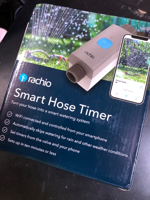Photo 1 of Rachio Smart Hose Timer (1 Valve + 1 WiFi Hub) – App-Controlled Outdoor Faucet Timer, Quick Install & Scheduling, Expandable System