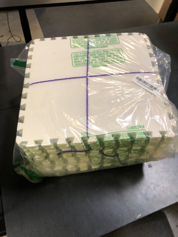 Photo 1 of 12pcs Carpet Squares Puzzle Floor Mat, Plush Interlocking Carpet Tiles, Anti Slip EVA Foam Jigsaw Floor Tiles, Build A Safe Area for Bedroom Playroom (Green+White)