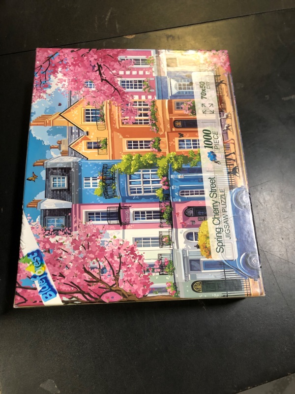 Photo 1 of 1000 Piece Puzzles for Adults, Sakura Blossom Street 1000 Puzzle for Adults, Clearance Impossible Challenge Art Jigsaw Puzzles, for Gift Birthday Party Games Family, 27.5 * 19.7 Inch Dust Free Puzzle