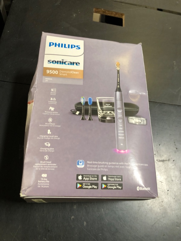 Photo 1 of Philips Sonicare DiamondClean Smart 9500 Electric Toothbrush, Sonic Toothbrush with App, Pressure Sensor, Brush Head Detection, 5 Brushing Modes and 3 Intensity Levels, Grey, Model HX9923/41