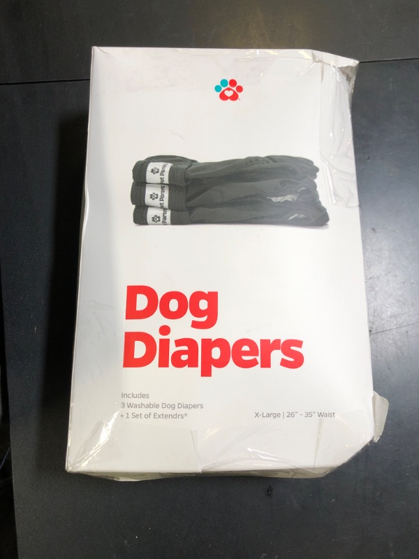Photo 1 of Pet Parents® Washable Dog Diapers (3pack) + Extendrs® of Durable Doggie Diapers, Premium Dog Diapers Female & Male (X-Large, Black)