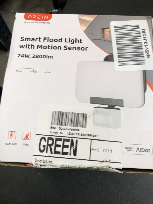 Photo 1 of OREiN Smart Flood Lights Outdoor 2700K-6500K CCT Dusk to Dawn LED Security Lights with APP Control, 24W=200W. 1%-100% Brightness, IP65 Waterproof Bluetooth Conncected Floodlight, 1 Pack (Hardwired)