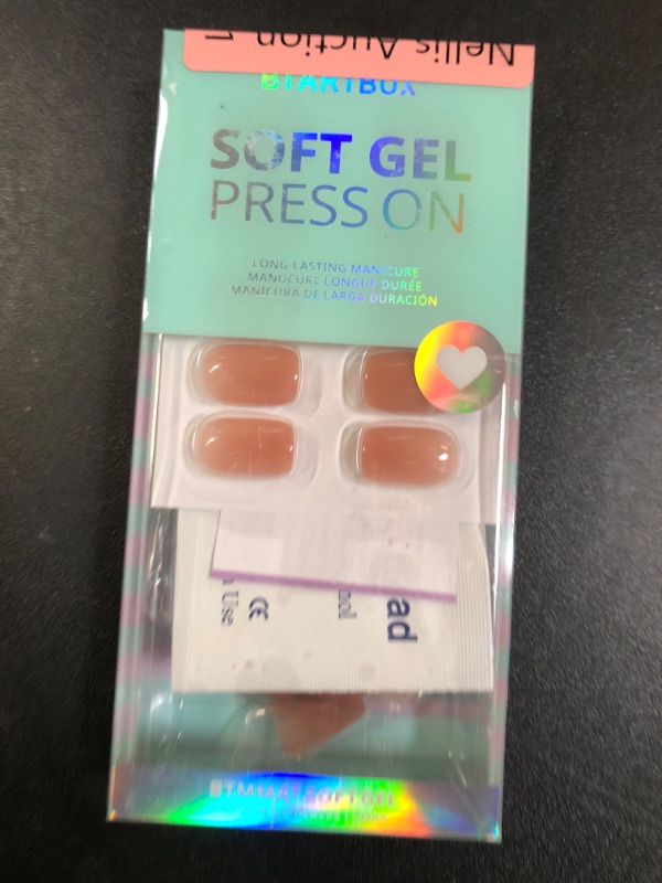 Photo 1 of BTArtbox Press On Nails Short - Glue on Nails Square, Soft Gel Light Weight Fake Nails with Glue, Reusable Semi-Transparent Stick On Nails in 16 Sizes, Hot Cocoa