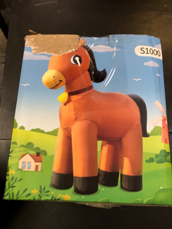 Photo 1 of 6FT Horse Inflatables Christmas Spring, Farm Ranch Blow up Animals Cute Clydesdale, Decorations Outdoor Yard Built-in LED Lights Big Large Decor Party Lawn Holiday Outside