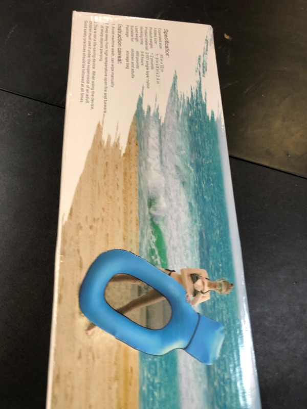 Photo 1 of Pool Floats Inflatable Floating Lounger Chair Water Hammock Raft Swimming Ring Pool Float, Lightweight Single Layer Nylon Fabric No Pump Required, 3 Seconds Filling The Air