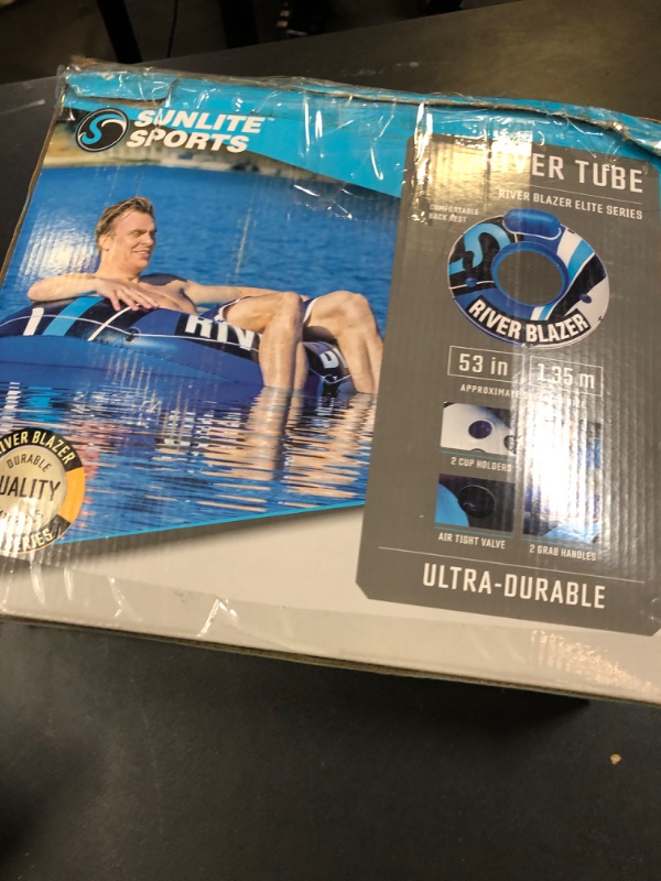 Photo 1 of 2025 New & Upgraded Sunlite Sports Heavy Duty River Tube Inflatable, Premium Water Float to Lounge Above Lake and River, Outdoor Water Raft Sport Fun, Recreational Use