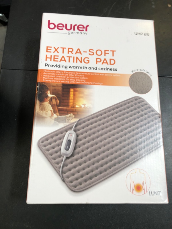 Photo 1 of Beurer Large ultra-soft heating pad, FAST-HEATING, for neck, elbow, knee, shoulder, cramps and back pain Relief, 6 temperature settings, machine washable, auto shut-off, overheat protection | UHP26