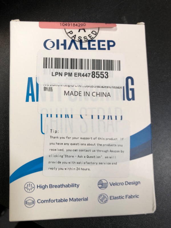 Photo 1 of OHELEEP Anti Snore Chin Strap for CPAP Users, Snore Stopper Adjustable, Chin Strap for Sleeping Comfortable Stop Snoring Solution, Anti Snoring Devices Breathable and Reusable, Black, M