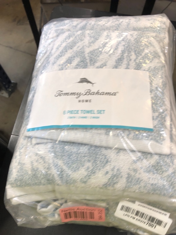 Photo 1 of Tommy Bahama - Bath Towels, Soft & Absorbent Cotton Towels, Oeko-Tex Certified (Art of Palms Blue, 6-Piece)