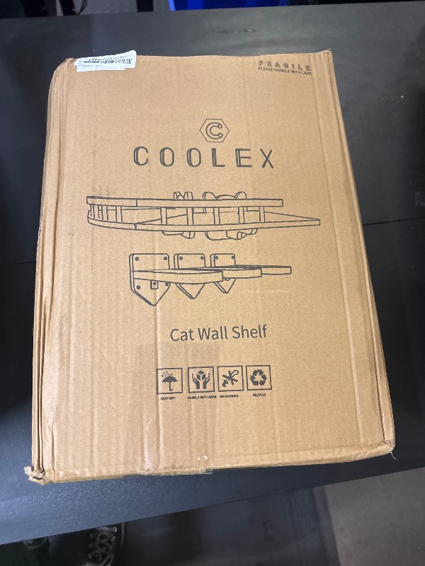 Photo 1 of COOLEX Cat Shelves for Wall, 2 Pcs Cat Wall Shelves with 3 Cat Wall Steps, Wood Cat Wall Furniture Set with Plush Covered, Wall-Mounted Cat Climbing Shelves Cat Perch for Indoor Large Cat (Wood)