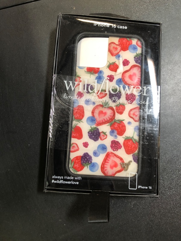 Photo 1 of Wildflower Cases - Fruit Tart, Compatible with Apple iPhone 16 | Berry Blue Red Pink White Popular Aesthetic Cute Trendy - Protective Black Bumper, 4ft Drop Test Certified, Women Owned Small Business