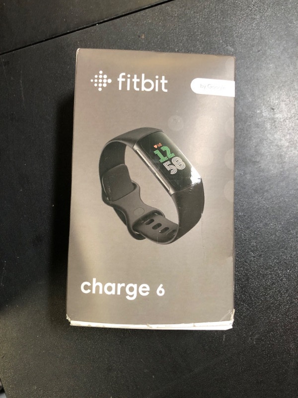 Photo 1 of Fitbit Charge 6 Fitness Tracker with Google apps, Heart Rate on Exercise Equipment, 6-Months Premium Membership Included, GPS, Health Tools and More, Obsidian/Black, One Size (S & L Bands Included)