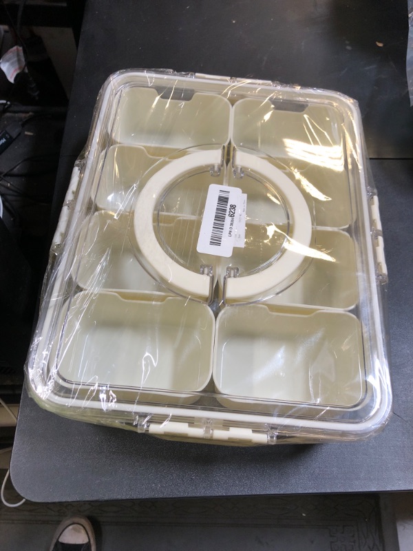 Photo 1 of TAROSE Divided Serving Tray with Lid and Handle, Portable Snack Containers Snackle Box Snack Tray with Lid, Veggie Tray Charcuterie Boxes Fruit Tray Candy Organizer (4 Compartments)