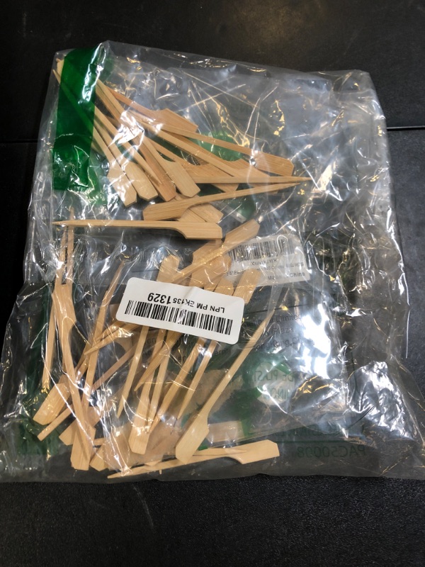 Photo 1 of Minisland Premium 3.5 Inch Square Small Mini Bamboo Paddle Skewers for Appetizers Fruit Kabobs Sandwiches Cocktail Party Finger Food Sticks 3mm Thick 100 Counts -MSL162S