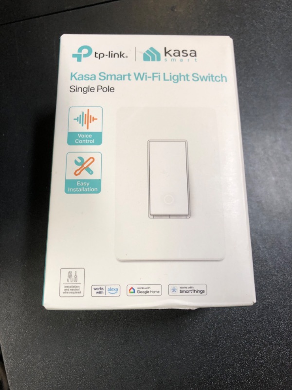 Photo 1 of Kasa Smart Light Switch HS200, Single Pole, Needs Neutral Wire, 2.4GHz Wi-Fi Light Switch Works with Alexa and Google Home, UL Certified, No Hub Required , White