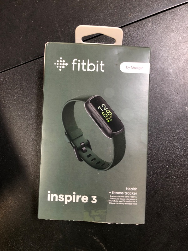 Photo 1 of Fitbit Inspire 3 Health &-Fitness-Tracker with Stress Management, Workout Intensity, Sleep Tracking, 24/7 Heart Rate and more, Midnight Zen/Black One Size (S & L Bands Included)