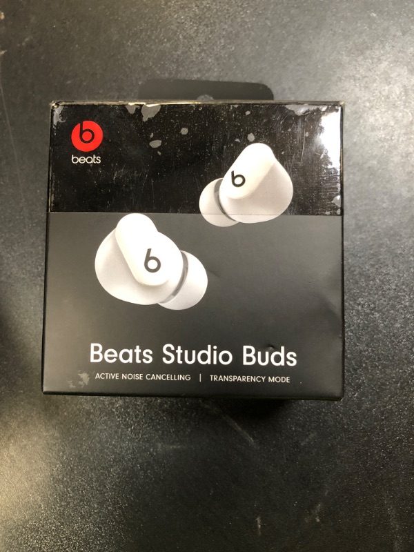 Photo 1 of Beats Studio Buds - True Wireless Noise Cancelling Earbuds - Compatible with Apple & Android, Built-in Microphone, IPX4 Rating, Sweat Resistant Earphones, Class 1 Bluetooth Headphones - White