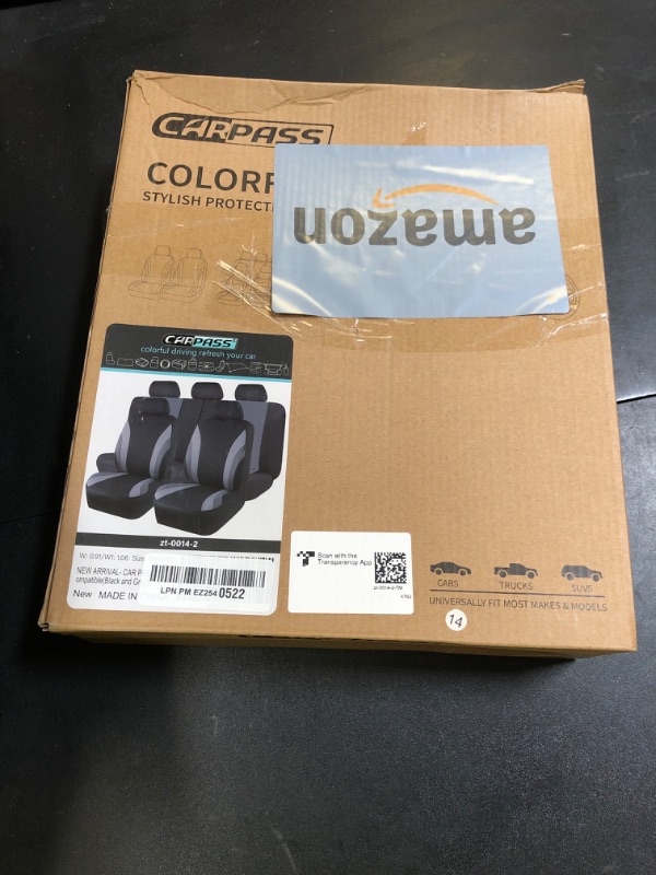 Photo 1 of CAR PASS Line Rider Sporty Cloth 11PCS Universal Fit Car Seat Cover -100% Breathable with 5mm Composite Sponge Inside,Airbag Compatible,3zipper Bench(Full Set, Black and Gray)