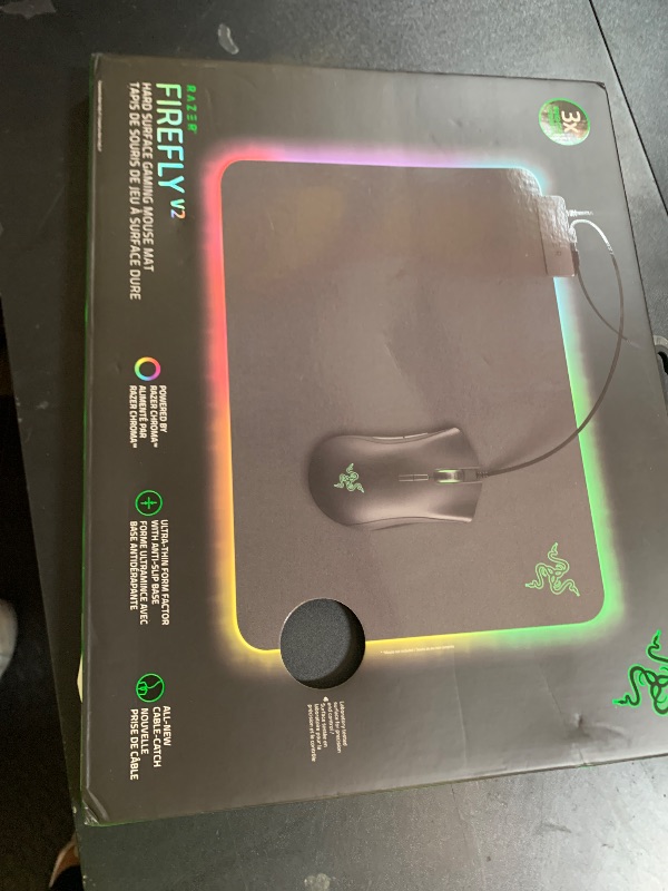 Photo 1 of Razer Firefly Hard V2 RGB Gaming Mouse Pad: Customizable Chroma Lighting, Built-in Cable Management, Balanced Control & Speed, Non-Slip Rubber Base