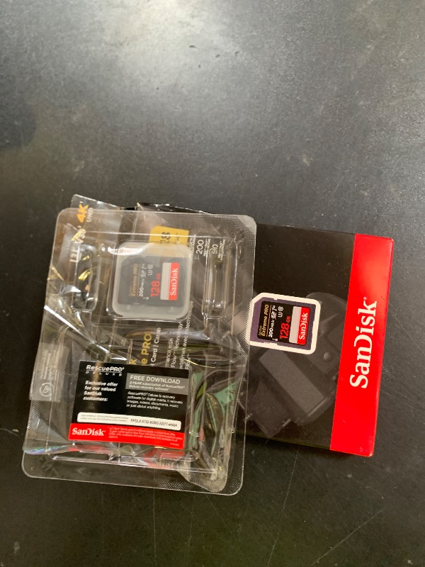 Photo 1 of SanDisk 128GB Extreme PRO SDXC UHS-I Memory Card - C10, U3, V30, 4K UHD, SD Card - SDSDXXD-128G-GN4IN