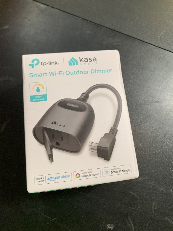 Photo 1 of Kasa Outdoor Smart Dimmer Plug, IP64 Plug- in Dimmer for Outdoor String Lights, Compatible with Alexa, Google Assistant & SmartThings, Long Wi-Fi Range 2.4Ghz, No Hub Required, ETL Certified(KP405)