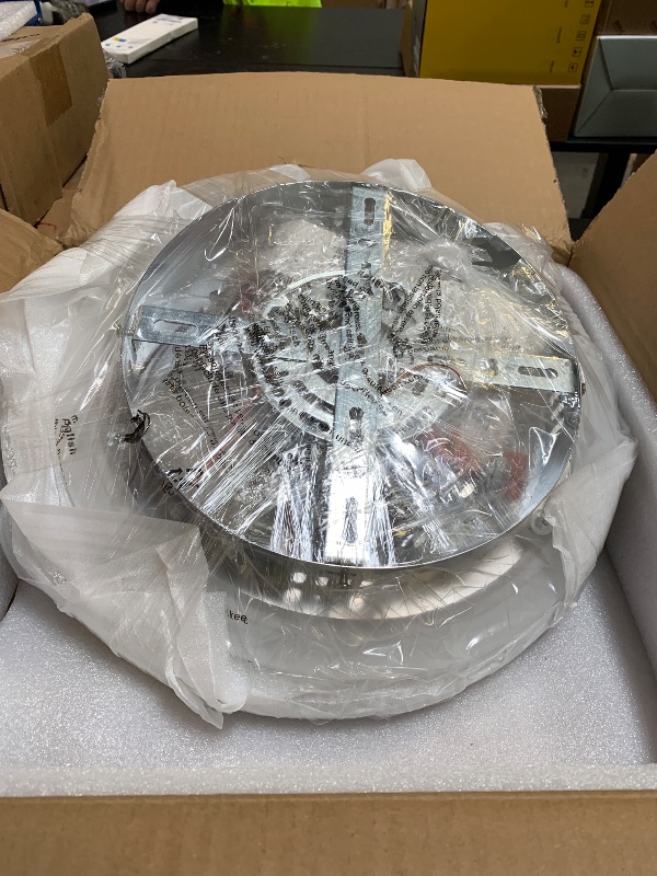 Photo 1 of 6-Rings LED Modern Ceiling Light Dimmable with Remote for Living Room, 31.5’’ Ceiling Lamp Plating Chrome 100W 3000K-6500K Metal Circle Flush Mount Chandelier Lighting Fixture for Bedroom Dining Room