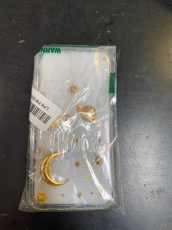 Photo 1 of Bonitec Compatible with iPhone 13 Case 3D Bling Planet Glitter with Space Sparkle Moon Star Universe Flexible Soft TPU Transparent Clear Shockproof Protective Cases Cover Clear Gold