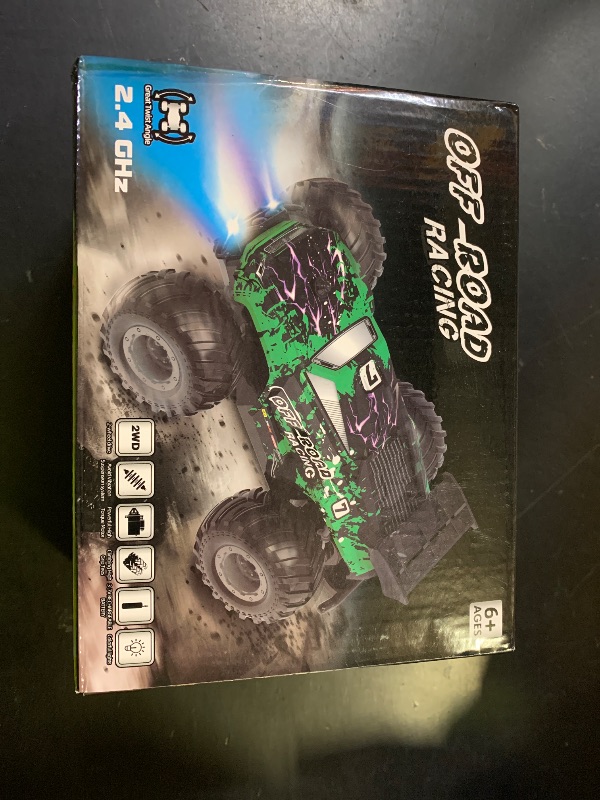 Photo 1 of Hielse Remote Control Car, All-Terrain Remote Control Truck for Boys, Rechargeable Rc Truck with LED, 1:20, 10KM/H, 2 Motors, 2.4GHZ, Speed Friendly, Sturdy, Rc Cars for Christmas, Kids, Beginner