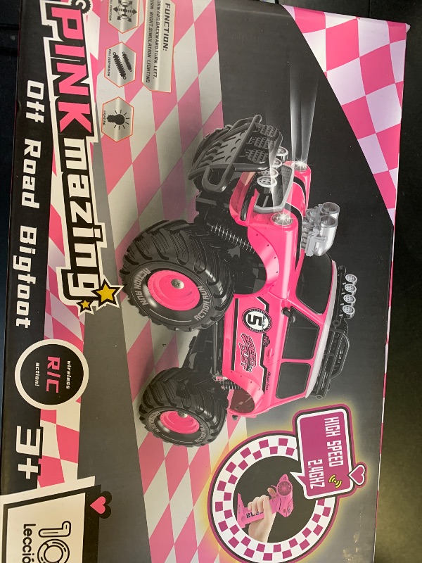 Photo 1 of 10Leccion Remote Control Car, Pink RC Truck With Two Rechargeable Batteries, Toys for 3-8 Year Old Girls, Birthday Ideas pink