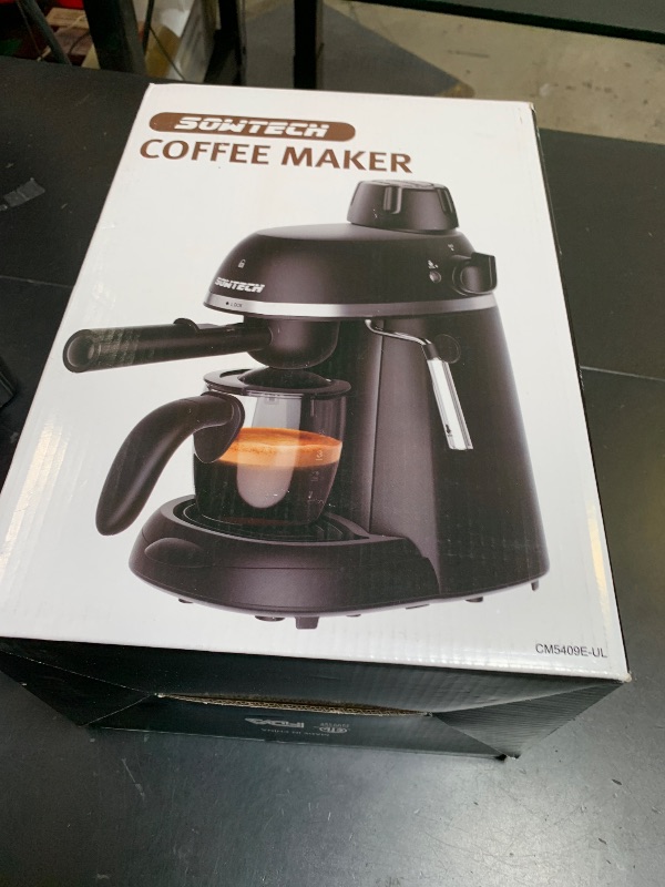 Photo 1 of SOWTECH Coffee Machine, 3.5 Bar Espresso Cappuccino Machine with Milk Frother, 1-4 Cup Portable Coffee Maker for Latte, Cappuccino, 800W, Black