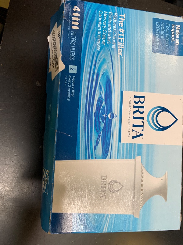 Photo 1 of Brita Standard Water Filter for Pitchers and Dispensers, BPA-Free, Reduces Copper, Cadmium and Mercury Impurities, Lasts Two Months or 40 Gallons, Includes 4 Filters for Pitchers