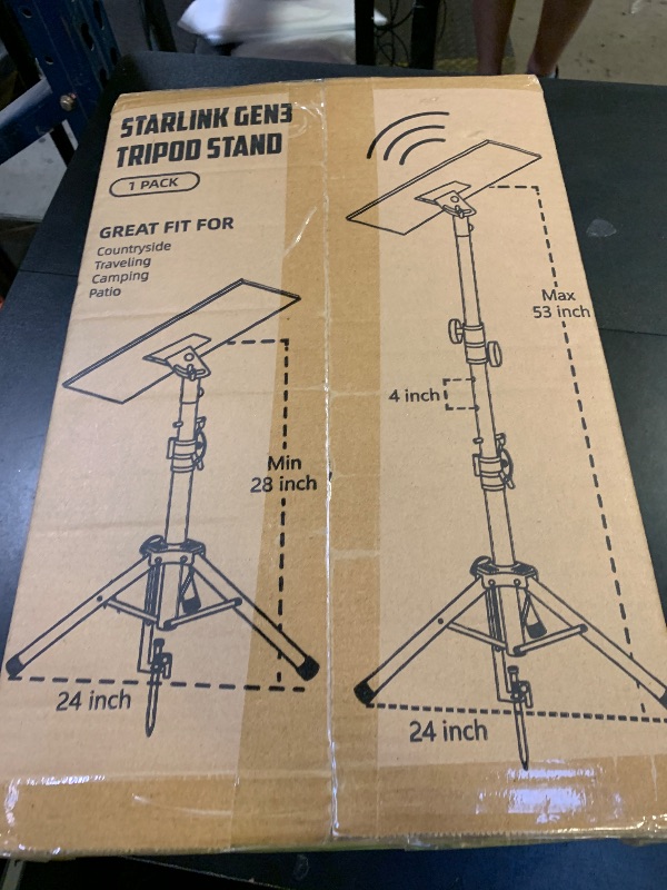 Photo 1 of Futrue-Wolker Starlink Mount Gen 3, Starlink Tripod Stand with Mount Adapter, Adjustable Height Starlink Tripod Mount Gen 3, 90° Tilt Angle Adjustment Starlink Antenna Pipe Adapter (Black)