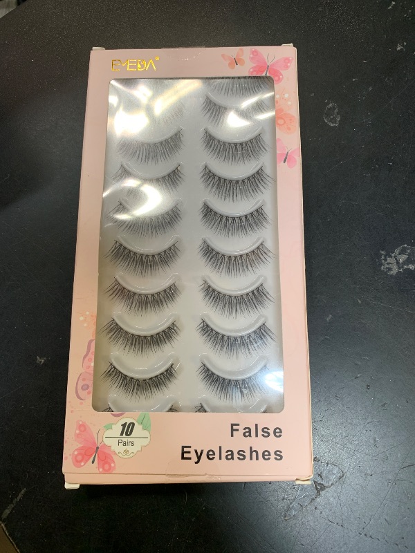 Photo 1 of 10 pairs False Eyelashes Natural Look Eyelashes Soft Fake Lashes 100% Handmade Lashes Reusable Eye Lash Transparent Band 1 Pack by EMEDA 002 Style
