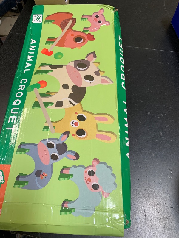 Photo 1 of Totority Cute Animal Themed Croquet Set - Fun Indoor and Outdoor Game with Wooden Mallets and Balls Ideal for Family Playtime and Coordination Skills Development