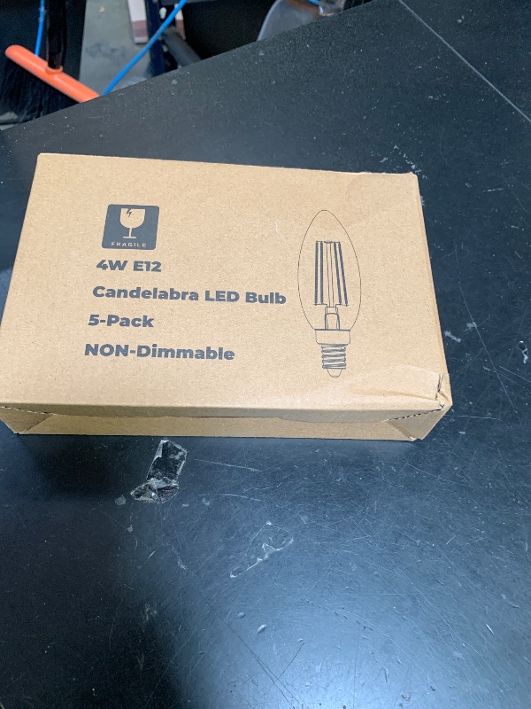 Photo 1 of GGOYING LED Chandelier Light Bulbs 40W Equivalent, 500LM E12 Candle Base, 4W B11 Filament Candelabra Bulb Daylight White 5000K, Clear Glass Non-Dimmable, 5 Pack