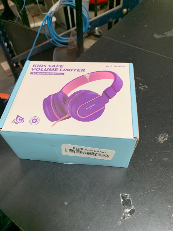 Photo 1 of Kids Headphones, AILIHEN I35 On-Ear Headphones for School, Safe Volume 93dB, HD Mic Stereo Headphone for Kid Girls Children, Foldable Wired 3.5mm for Chromebook, Laptop, Computer, Tablet (Pink Purple)