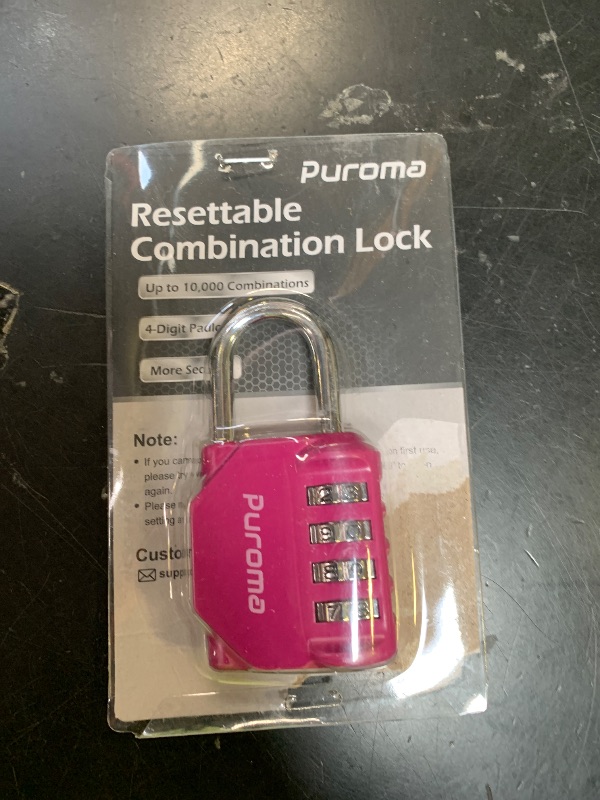 Photo 1 of Puroma 1 Pack Combination Lock for Locker 4 Digit Outdoor Waterproof Padlock for School, Gym, Sports, Fence, Toolbox, Gate, Case, Outdoor, Hasp Storage (Red-Violet)