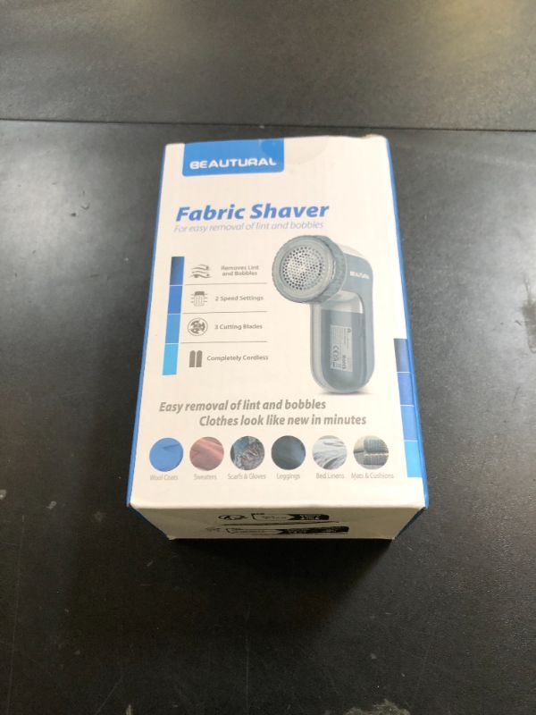 Photo 1 of BEAUTURAL Fabric Shaver and Lint Remover, Sweater Defuzzer with 2-Speeds, 2 Replaceable Stainless Steel Blades, Battery Operated, Remove Clothes Fuzz, Lint Balls, Pills, Bobbles Gray