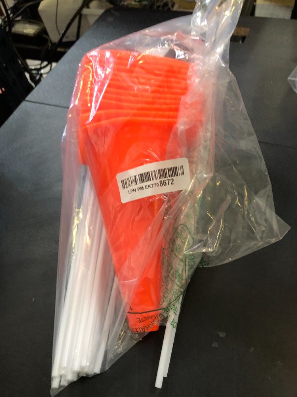 Photo 1 of YOELVN Race Car Birthday Party Decorations - 7inch Orange Race Cones with Checkered Flags,12 Traffic Cones, 24 Racing Black and White Flags,Racecar Theme Two Fast Centerpieces Supplies(36PCS)