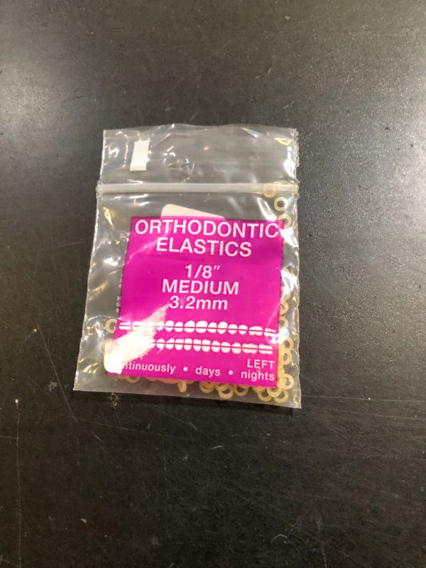 Photo 1 of JMU Orthodontic Rubber Bands 1/8 Medium, 100 Pack Intraoral Elastic Bands Latex Dental Rubber Bands Made in USA