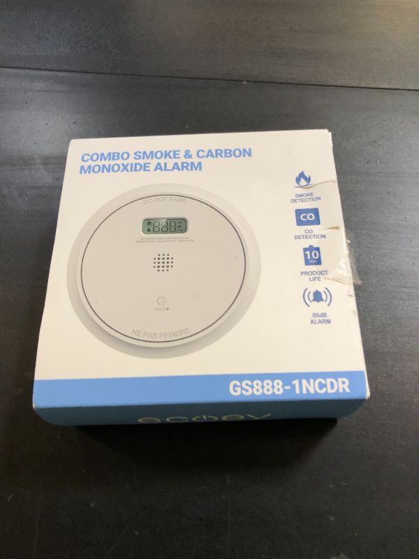 Photo 1 of And Carbon Monoxide Detector Combo 10 Year Battery, Dual Sensor Smoke Alarm Carbon Monoxide Detector with LCD Display for Home, 1 Pack