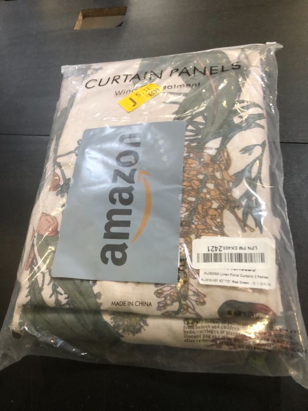 Photo 1 of ALIGOGO Boho Floral Curtains 2 Panels - Mid Century Modern Windflower Curtaisn for Bedroom, Farmhouse Bohomain Plant Grommet Light Filtering Privacy Linen Floral Drapes, 50 x 72 Inch, Coral &Green