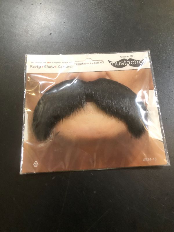 Photo 1 of Mustaches Self Adhesive Fake Mustache, Novelty, Walrus False Facial Hair for Adults, Costume Accessory for Halloween, Black Lustrous Color