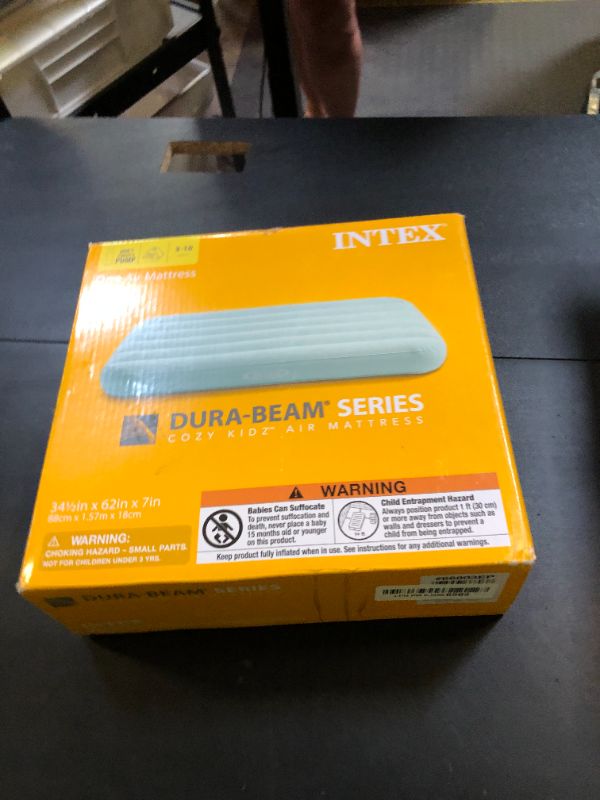 Photo 1 of Intex 66803EP Cozy Kidz Inflatable Airbed: Fiber-Tech – Velvety Soft Surface – Carry Bag Included – Color May Vary – 34.5" x 62" x 7"