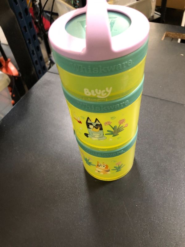 Photo 1 of Whiskware Bluey Stackable Snack Containers for Kids and Toddlers, 3 Stackable Snack Cups for School and Travel, Bluey and Bingo, So Relaxing!