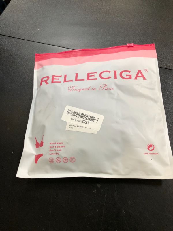 Photo 1 of RELLECIGA Women's Navy Blue Brazilian Bikinis Halter String Triangle Top with Cheeky Bikini Bottom Size Small