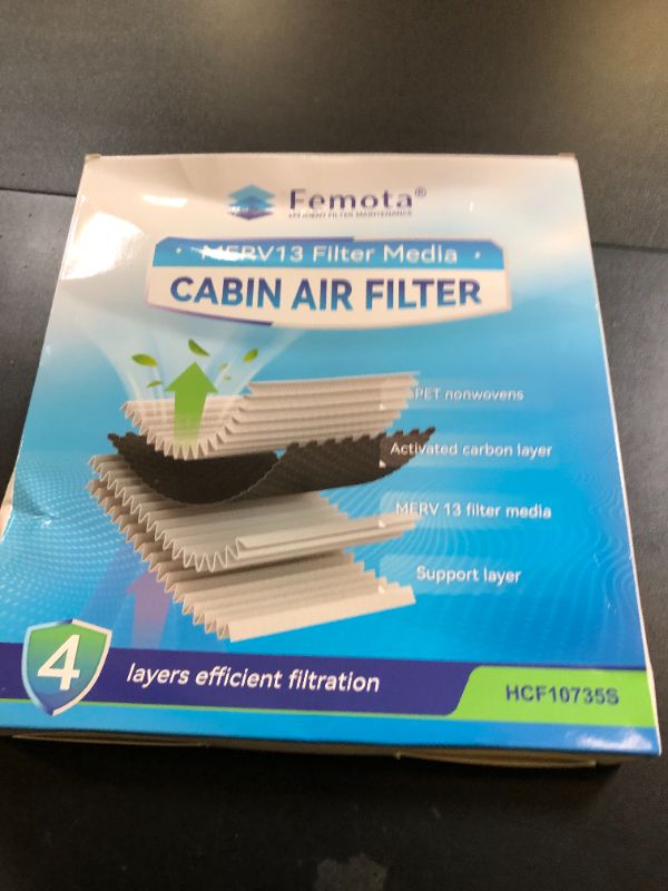 Photo 1 of Femota MERV 13 Cabin Air Filter with Activated Carbon, CF10735 (CP735) for Kia K900/Stinger/Telluride, Hyundai Equus/Genesis/Santa Fe, Genesis Electricfied G80/G70/G80/G90/GV70/GV80.