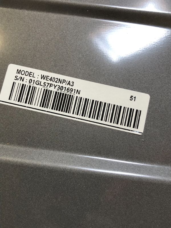 Photo 1 of SAMSUNG 27-Inch Washer Dryer Pedestal Stand w/ Pull Out Laundry Storage Drawer, Stainless Steel, WE402NP/A3, Platinum
