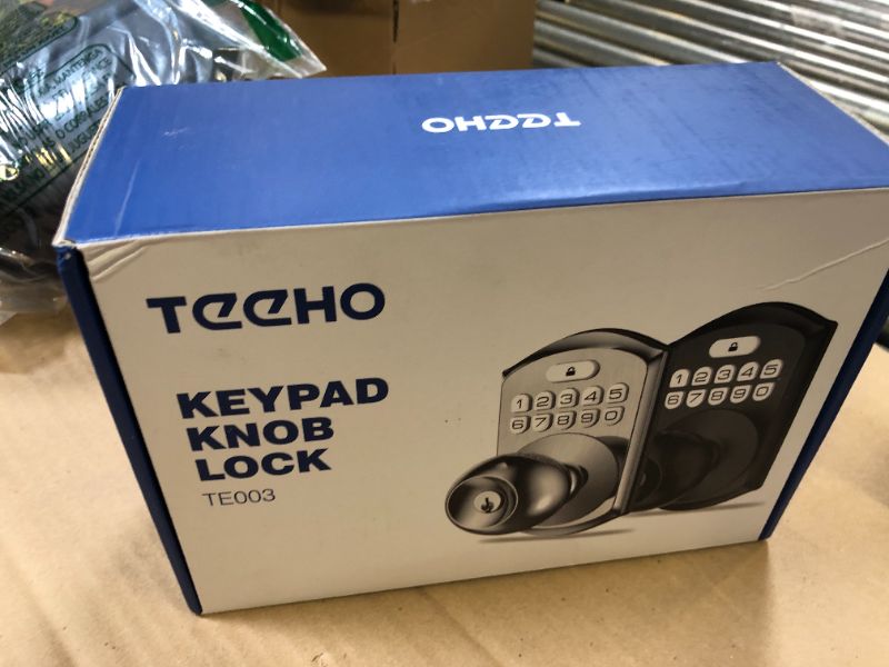 Photo 1 of TEEHO Keyless Entry Keypad Door Lock with Handle, Electronic Digital Smart Locks for Front Door, Easy to Install Keypad Deadbolt with Code for Bedroom, Anti-Peeping Password