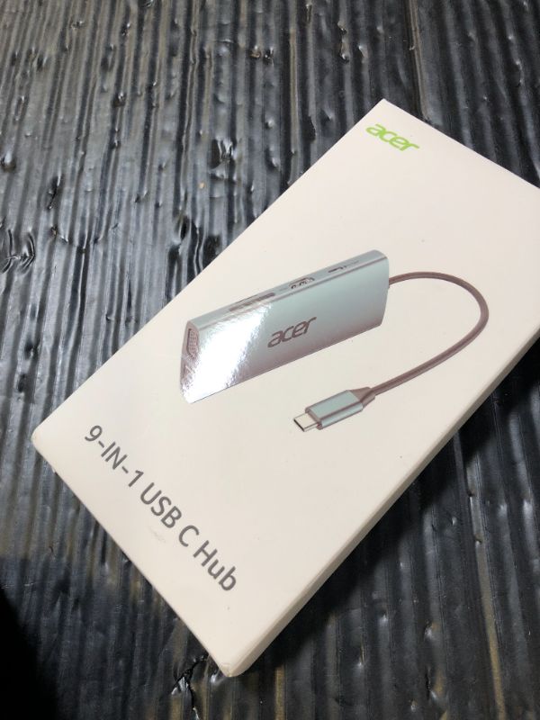 Photo 1 of Acer USB C Hub with 4K HDMI, 9-in-1 USB C to Ethernet Adapter, 5Gbps USBA 3.0 Docking Station, VGA Splitter, SD Card Reader, PD 100W Charging for MacBook, Acer, Laptops, Surface and More